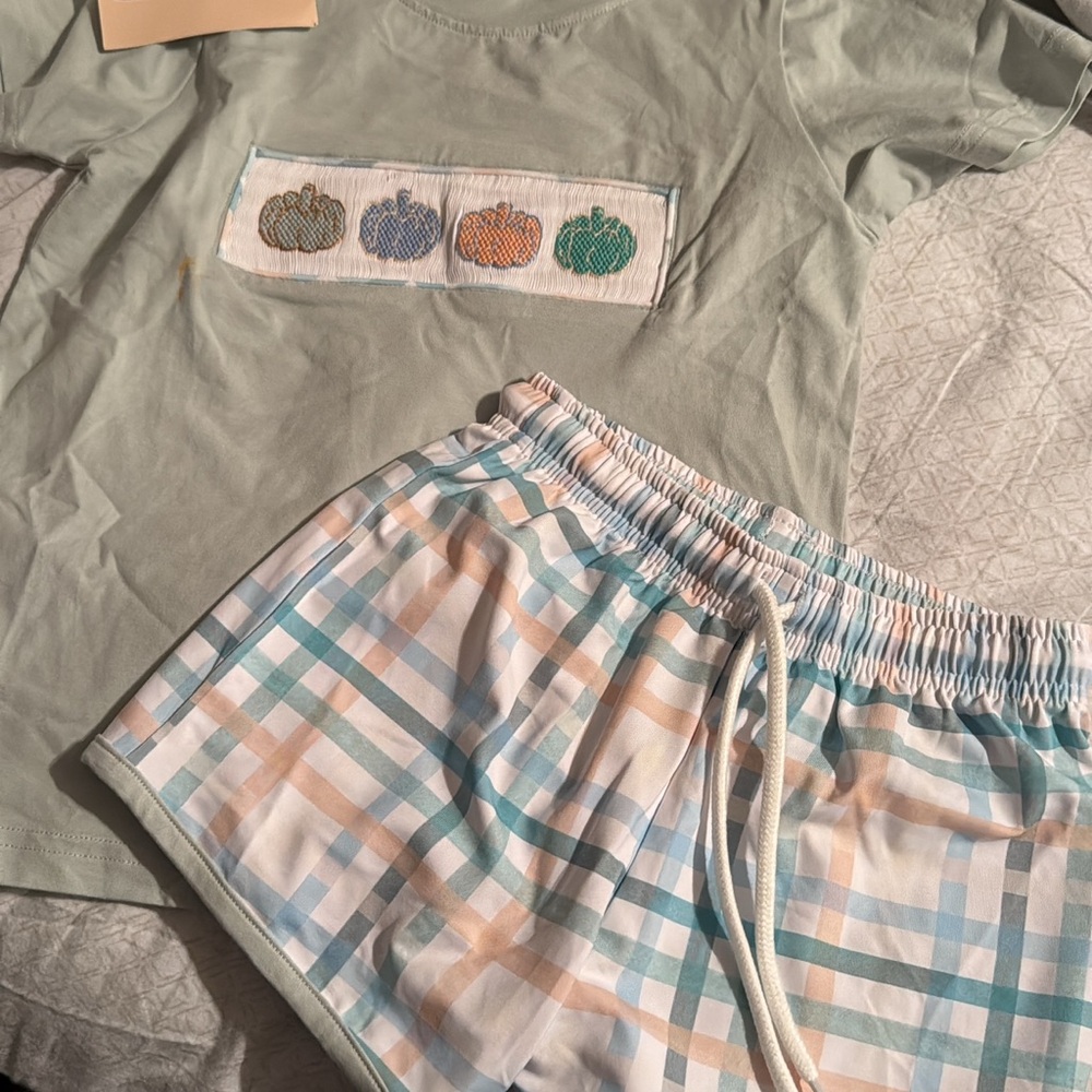 Kids Pumpkin Patch Matching Set - Green and Blue